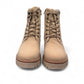 stefania F700 beige synthetic lace-up boot with a knitted cuff, side zip, and chunky block heel.
photo of the front side