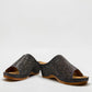 stefania S5036 pewter sparkle wedge sandals with elegant laser-cut detailing and a comfortable cushioned footbed.
photo of the front side