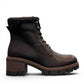 STEFANIA F700 black synthetic lace-up boot with knitted cuff, side zip, and chunky block heel.
photo of the right side