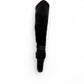 Stefania black vegan leather knee-high boots with fur lining, block heel, and metallic side detail.
photo of the back side