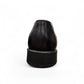 Sun Arad black leather slip-on shoes with woven texture detail and durable rubber outsole. Photo of back view.