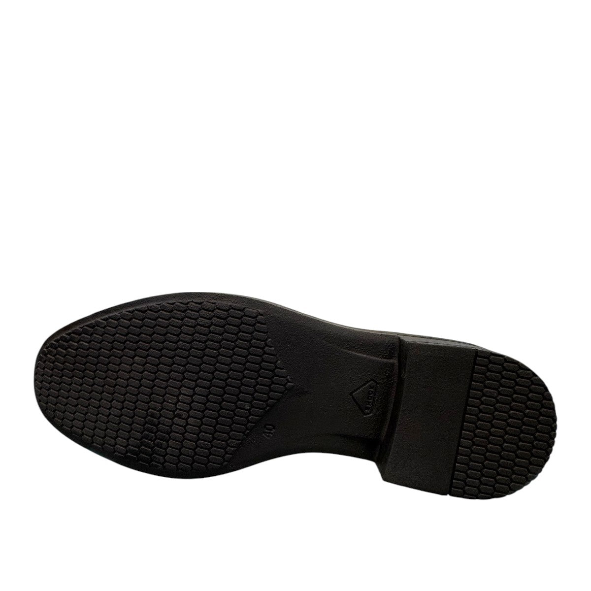 Sun Arad white genuine leather loafers with textured finish and durable rubber sole, side view. Photo of bottom view.