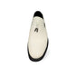 Sun Arad white genuine leather loafers with textured finish and durable rubber sole, side view. Photo of upper view.