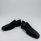 Sun Ashkan black suede loafer with a classic penny strap design and durable rubber outsole. Photo of upper view 3.