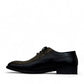 Sun Farhad black leather lace-up dress shoe with brogue detailing and a durable rubber outsole. Photo of right side view.