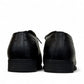 Sun Farhad black leather lace-up dress shoe with brogue detailing and a durable rubber outsole. Photo of back view.
