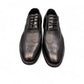 Sun Hesamak black leather lace-up dress shoe with brogue foot sole. Photo of front view.