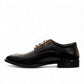 Sun Mahour black genuine leather lace-up dress shoe with a durable rubber outsole. Photo of inside side view.
