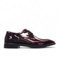Sun Mahour red patent leather lace-up formal dress shoe with a polished finish and rubber outsole. Photo of outside side view.