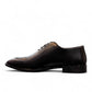 Sun Makan black genuine leather lace-up formal shoe with handmade stitching and rubber outsole. Photo of inside side view.
