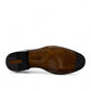 Sun Makan black genuine leather lace-up formal shoe with handmade stitching and rubber outsole. Photo of bottom view.