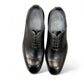 Sun Makan black genuine leather lace-up formal shoe with handmade stitching and rubber outsole. Photo of upper view 3.