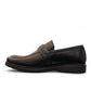Sun Maku black leather loafer with a polished finish and durable rubber outsole for formal wear. Photo of side view at an angle.
