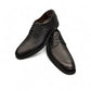 Sun Radmehr black leather lace-up dress shoe with textured heel and side detail. Photo of upper view 1.