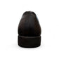 Sun Radmehr black leather lace-up dress shoe with textured heel and side detail. Photo of back view.