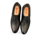 Sun Radmehr black leather lace-up dress shoe with textured heel and side detail. Photo of upper view 2.