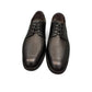 Sun Radmehr black leather lace-up dress shoe with textured heel and side detail. Photo of front view.