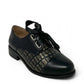 Tamara London Avit black and bronze leather shoe with ribbon lace-up detail