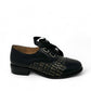 Tamara London Avit black and bronze leather shoe with ribbon lace-up detail