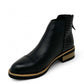 Tamara London Duck black two-tone ankle boot with croc-embossed heel and stacked wood sole