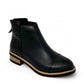 Tamara London Duck black two-tone ankle boot with croc-embossed heel and stacked wood sole
