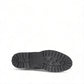 Taos Main Street black rugged leather lace-up platform boot with cork midsole and rubber lug outsole. Photo of bottom view.