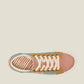 Taos Plim Soul canvas sneakers in beach multi featuring arch support and a thick rubber platform sole. Photo of upper view.
