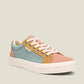 Taos Plim Soul canvas sneakers in beach multi featuring arch support and a thick rubber platform sole. Photo of front view.