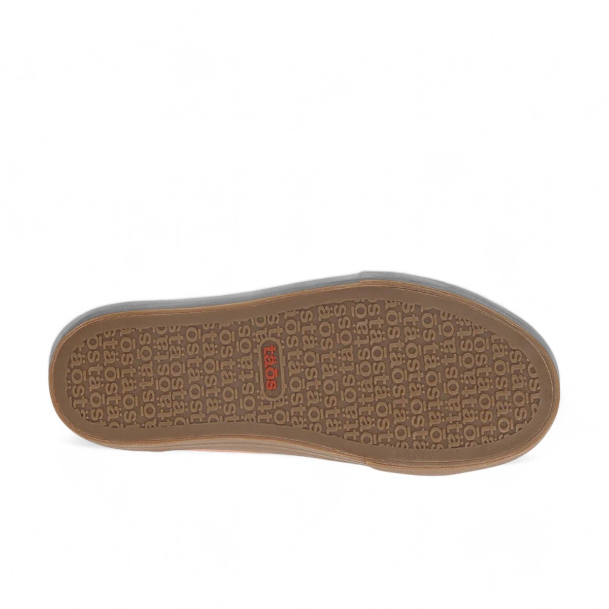 Taos Plim Soul canvas sneaker in desert multi featuring a thick rubber platform and lace-up closure. Photo of bottom view.