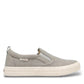 Sina Footwear Taos Rubber Soul gray wash canvas slip-on sneaker with platform rubber sole and elastic twin gore. Photo of outside side view.