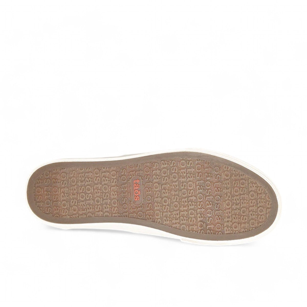 Sina Footwear Taos Rubber Soul gray wash canvas slip-on sneaker with platform rubber sole and elastic twin gore. Photo of bottom view.