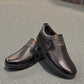 TATA SHOES LATIAN black leather slip-on shoes with textured finish and durable rubber outsole