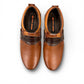 Tata Latian brown leather slip-on shoes with a textured upper and a white rubber outsole.