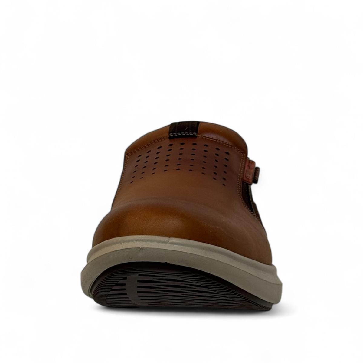 Tata Sahand brown leather slip-on shoes with handmade stitching and a durable rubber outsole.