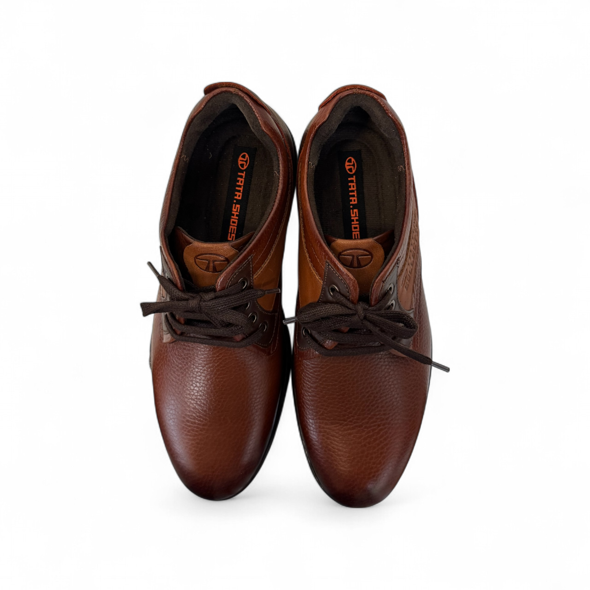 Tata Sarcheshmeh brown genuine leather lace-up shoe with handmade stitching and rubber outsole