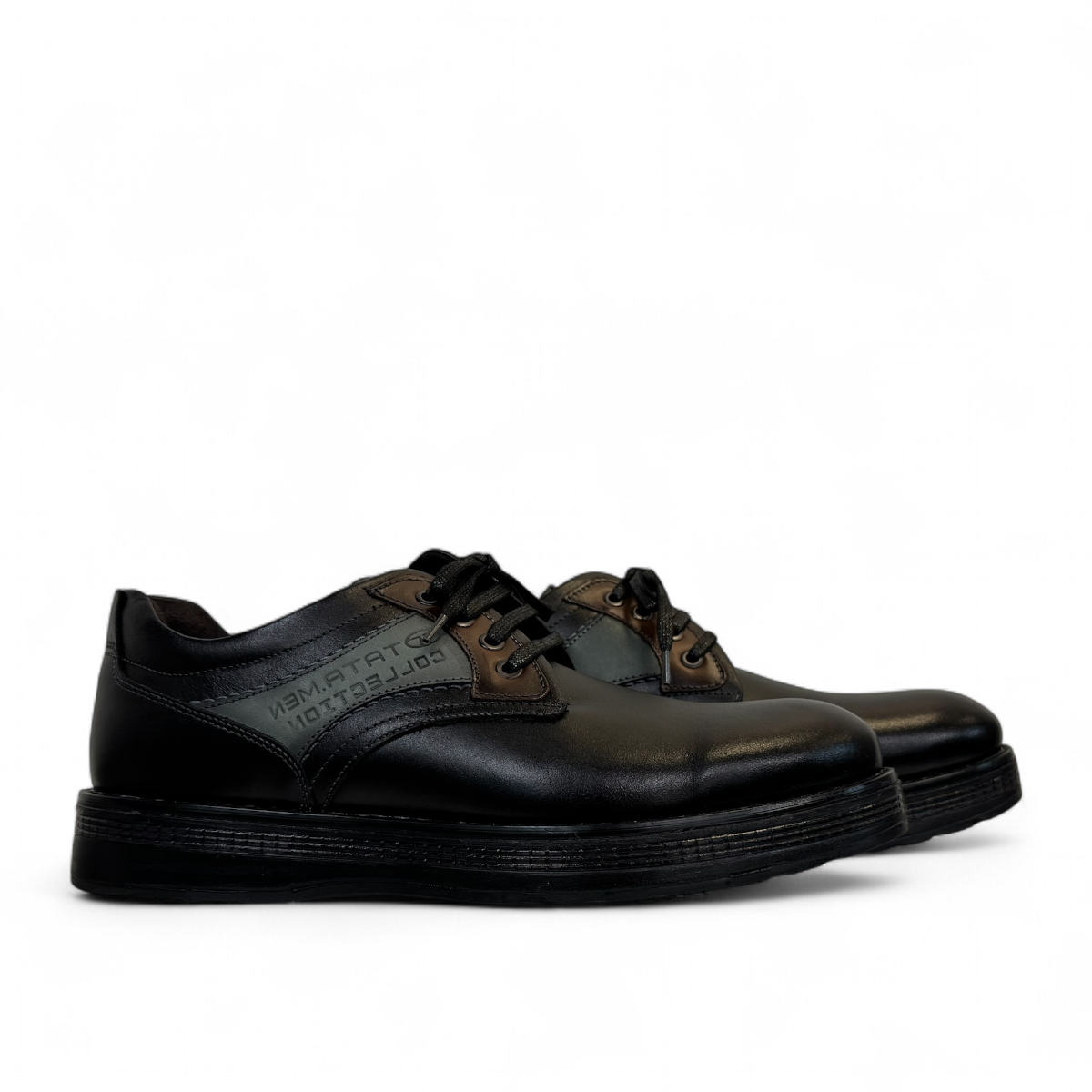 TATA SHOES SARCHESHMEH black leather lace-up formal shoes with handmade stitching and rubber outsole