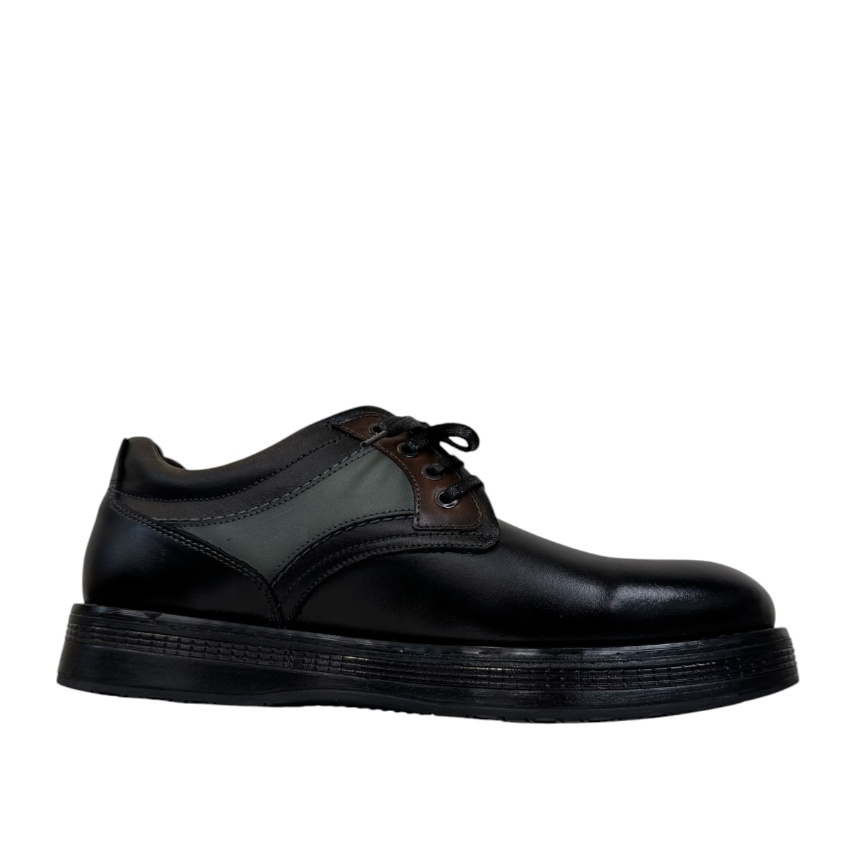TATA SHOES SARCHESHMEH black leather lace-up formal shoes with handmade stitching and rubber outsole