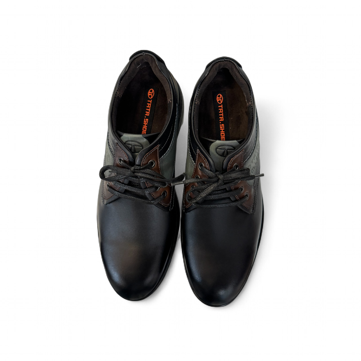TATA SHOES SARCHESHMEH black leather lace-up formal shoes with handmade stitching and rubber outsole