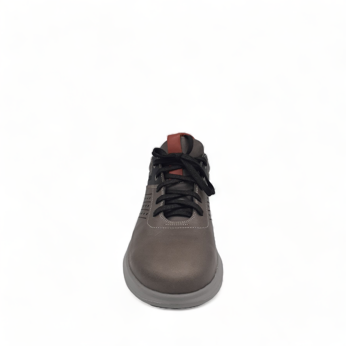 TATA SHOES SHEYKH gray leather lace-up sneakers with perforated side detail and rubber sole