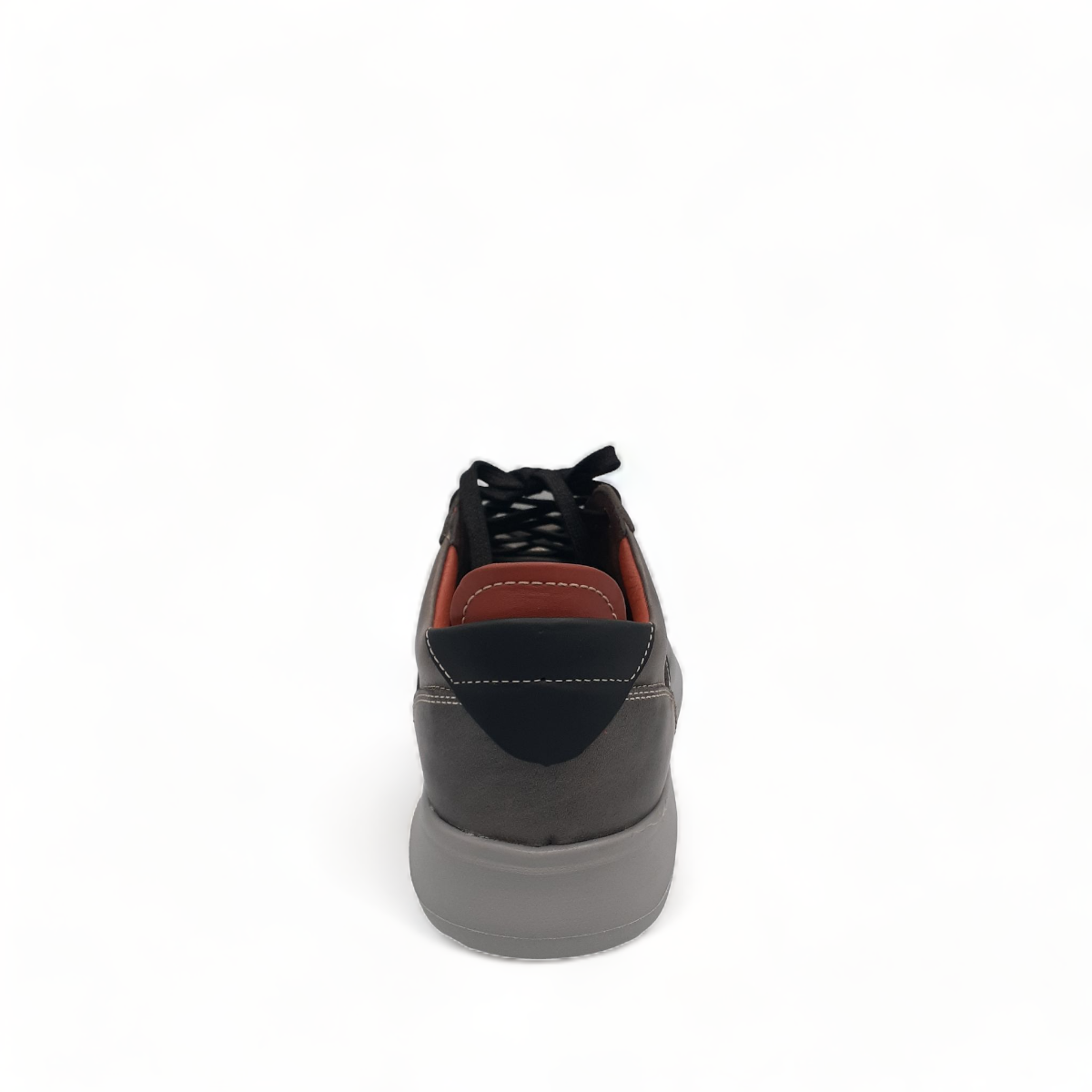 TATA SHOES SHEYKH gray leather lace-up sneakers with perforated side detail and rubber sole
