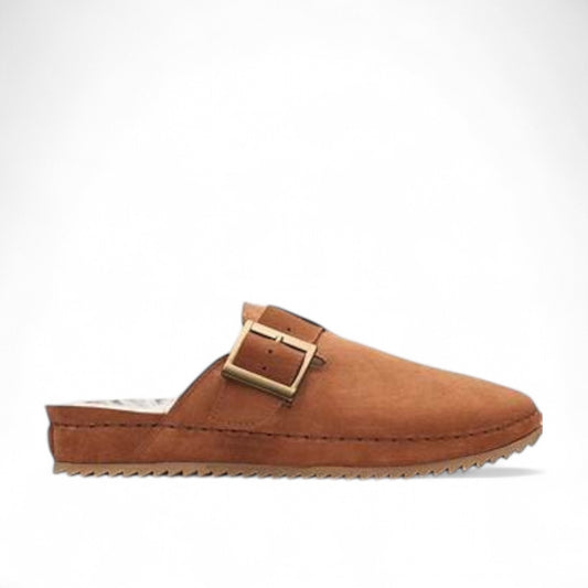 CLARKS BROOKLEIGH MULE - TAN WARMLINED SUEDE