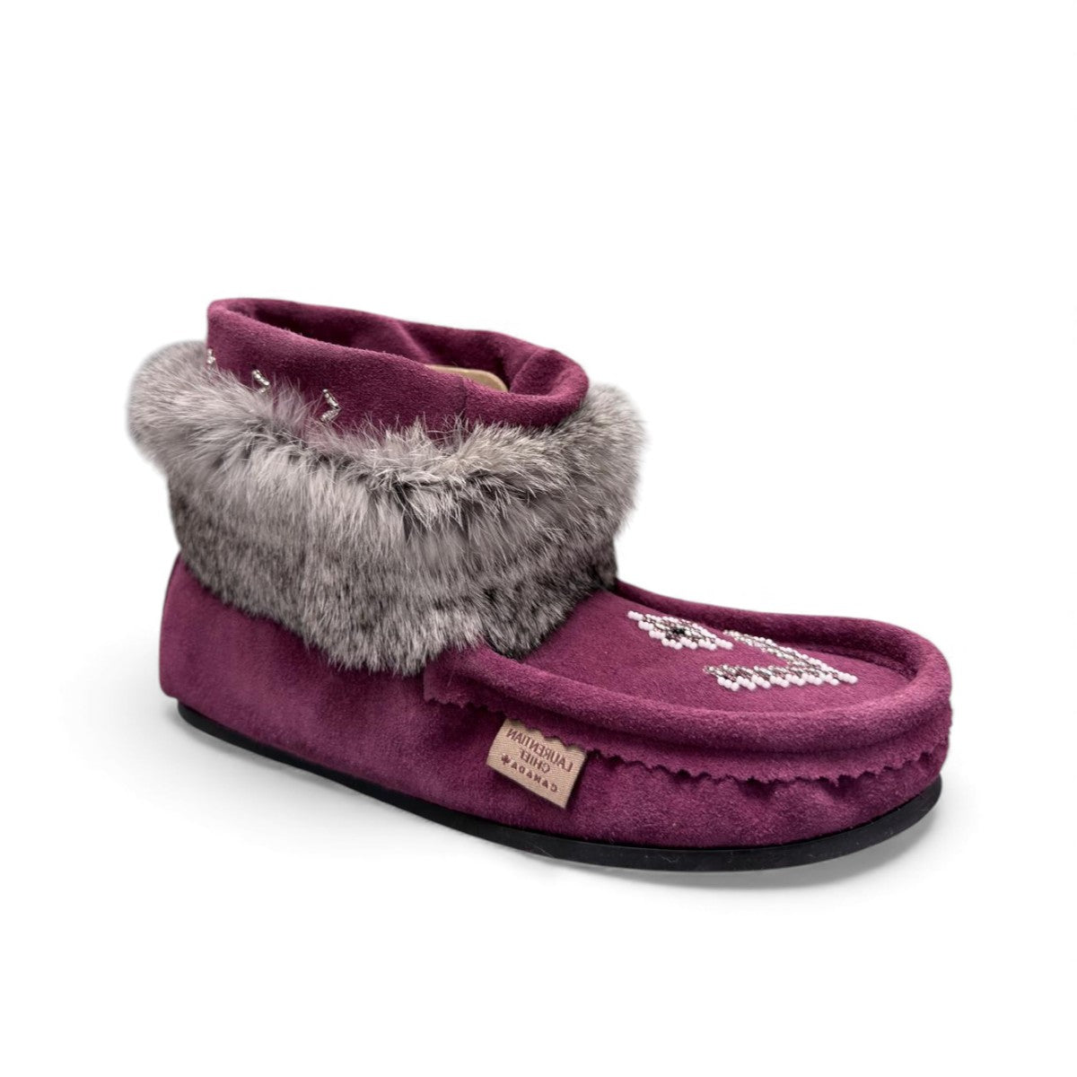 LAURENTIAN CHIEF NUKA, 6"", LINED, BEADED, CREPEX BLACK SOLE_BORDEAU SUEDE