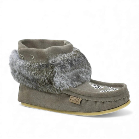 LAURENTIAN CHIEF NUKA, 6"", LINED, BEADED, CREPEX BLACK SOLE - GREY