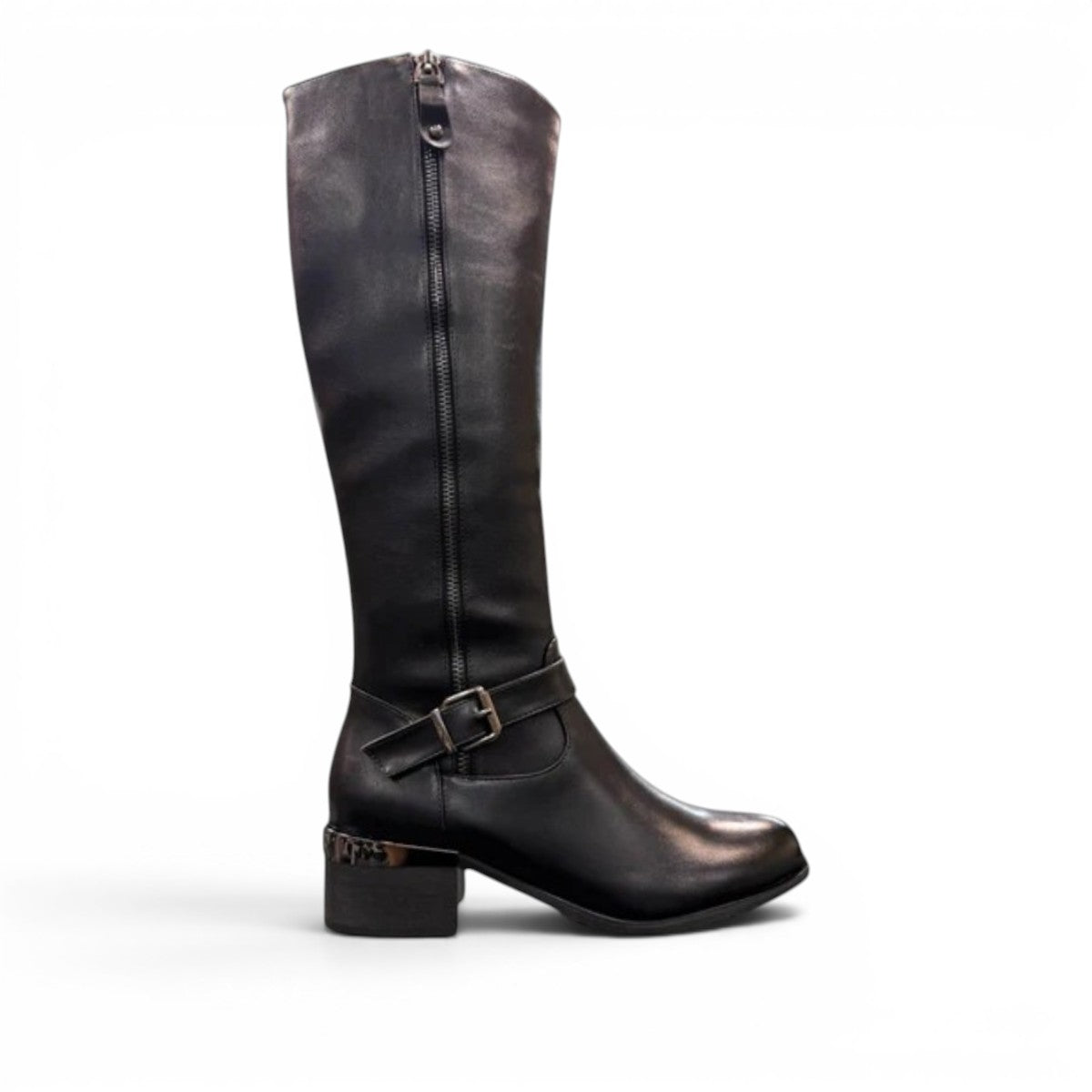 STEFANIA  F7002  SIDE ZIP HIGH BOOTS BLACK