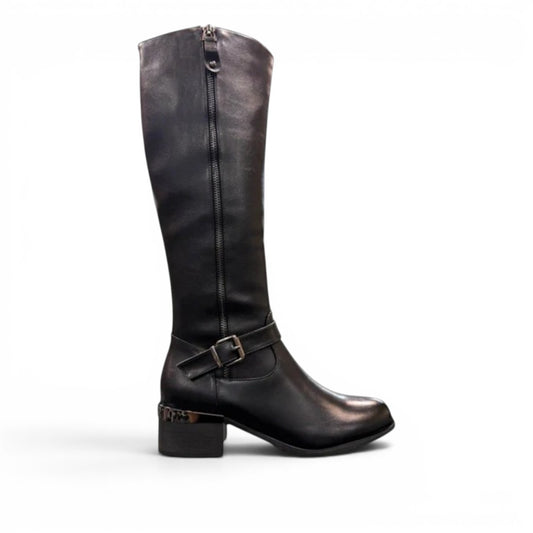 STEFANIA  F7002  SIDE ZIP HIGH BOOTS BLACK