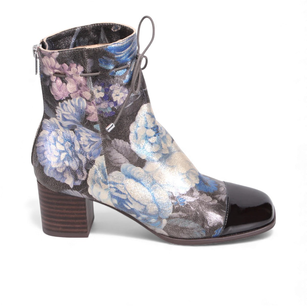 DJANGO & JULIETTE VALINA-DJ  CHOC - BLUE METAL FLORAL/PATENT LEATHER