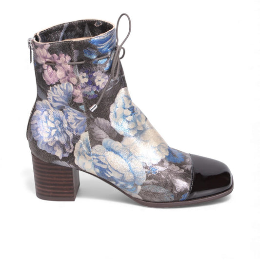 DJANGO & JULIETTE VALINA-DJ  CHOC - BLUE METAL FLORAL/PATENT LEATHER