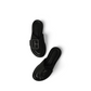 Tyche Monroe black leather slide sandals with adjustable buckle and cushioned insole