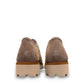 Tyche Scarlet natural woven mesh loafer with leather trim and chunky lug sole. Photo of back view.