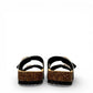 Viking Chatham two-strap sandal with a blue and brown bubble print, cork midsole, and buckle closures.
photo of the back side